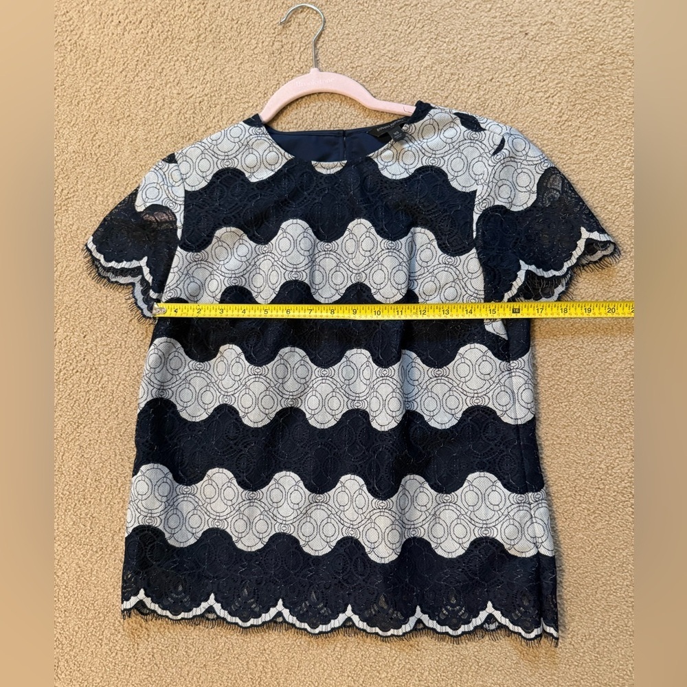 Banana Republic | Navy and White Lace Striped Blouse Top | Size XS - Picture 3 of 7